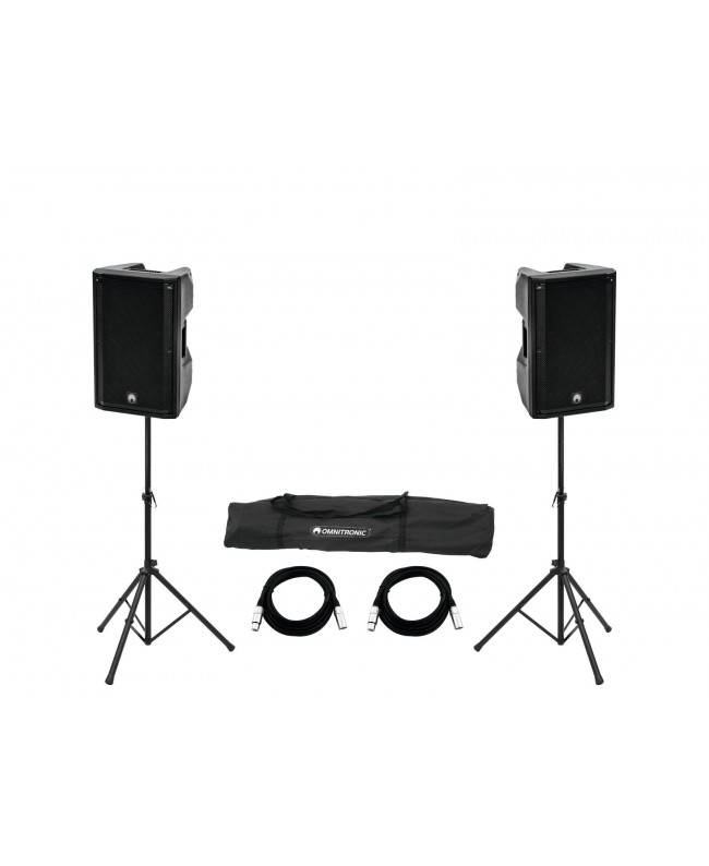 Omnitronic Set 2x XKB-212A + Speaker Stand MOVE MK2 Complete PA Systems