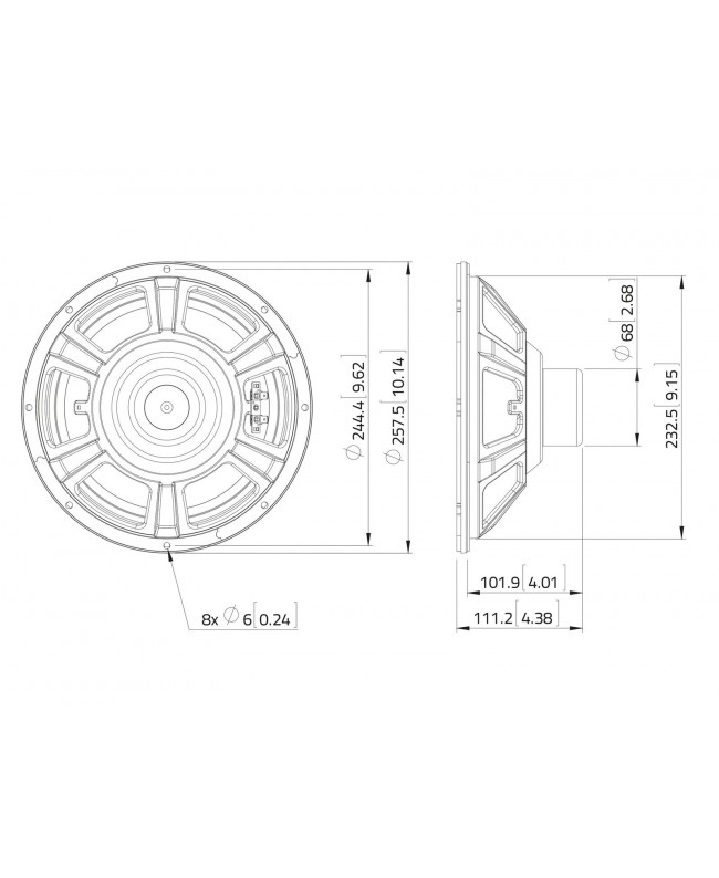 Lavoce NBASS10-20-32 10 Bass Guitar Woofer, Neodymium Magnet, Steel Basket Driver Altoparlante per basso