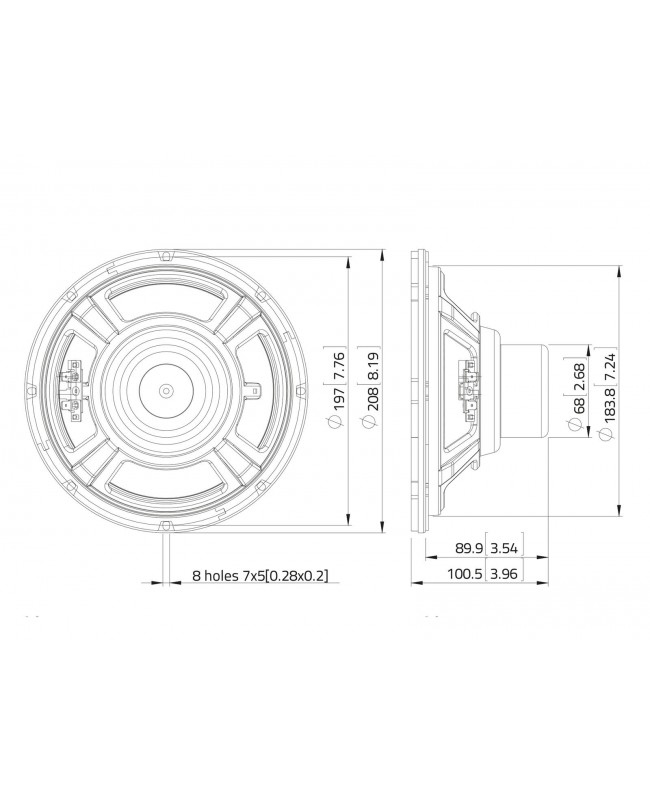 Lavoce NBASS08-20-32 8 Bass Guitar Woofer, Neodymium Magnet, Steel Basket Driver Altoparlante per basso