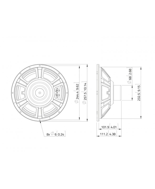 Lavoce NBASS10-20-16 10 Bass Guitar Woofer, Neodymium Magnet, Steel Basket Driver Altoparlante per basso