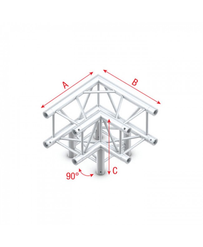MILOS Pro-30 Square F Truss - Corner 3-way QLF30 - angolo da 90° - argento - F Pro-30 a sezione quadra