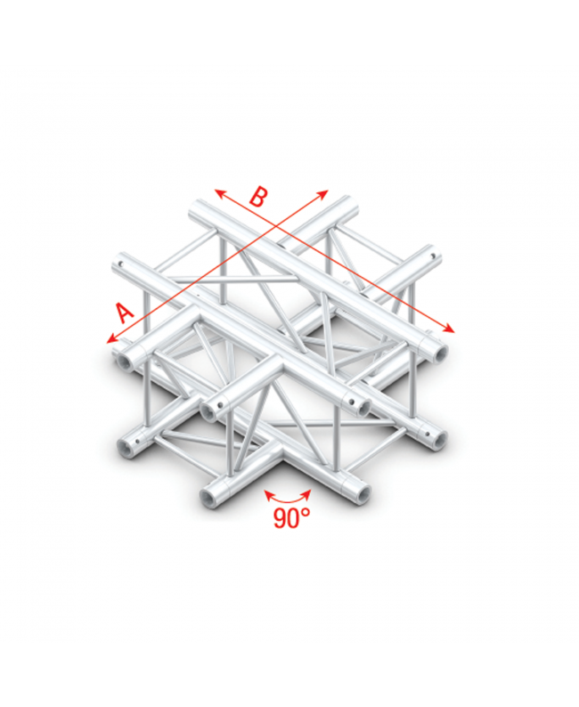 MILOS Pro-30 Square F Truss - Cross 4-way QCVF41 - angolo da 90° - impiego gravoso - argento - F