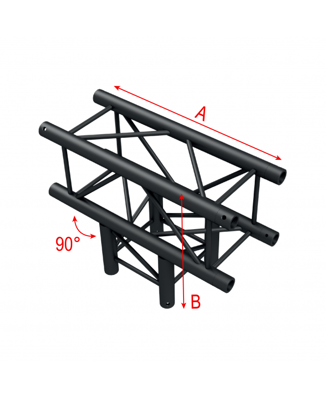 MILOS Pro-30 Square F Truss - T-Cross 3-way- 71cm QTF35 - 90° Ecke - schwarz - F