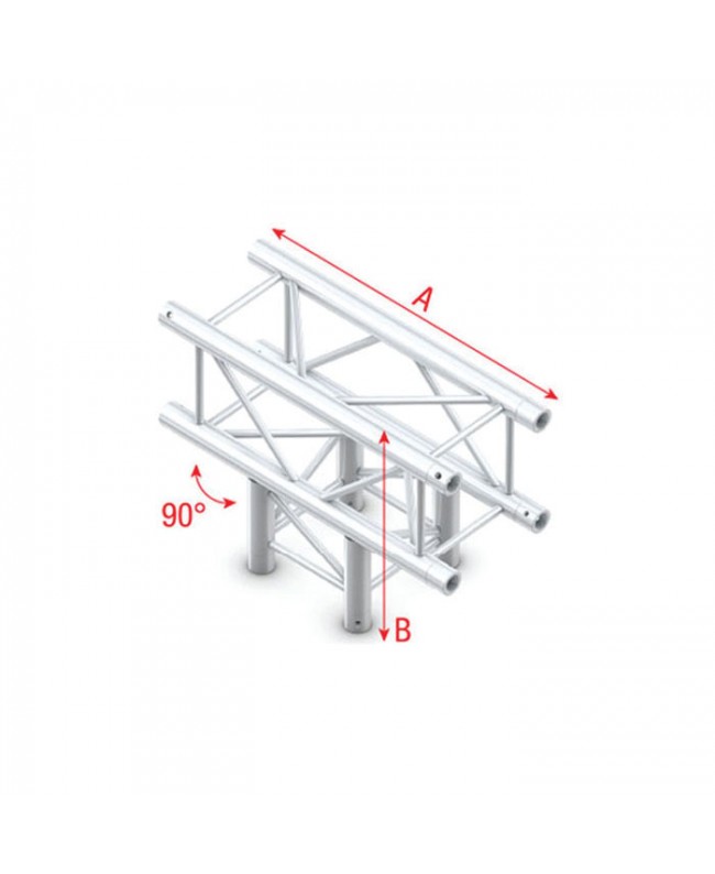 MILOS Pro-30 Square F Truss - T-Cross 3-way F (Prolyte Ø 27,8 mm kompatibel), Silber