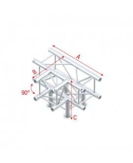 MILOS Pro-30 Square F Truss - T-Kreuz + Down 4-fach F (Prolyte Ø 27,8 mm kompatibel), Silber