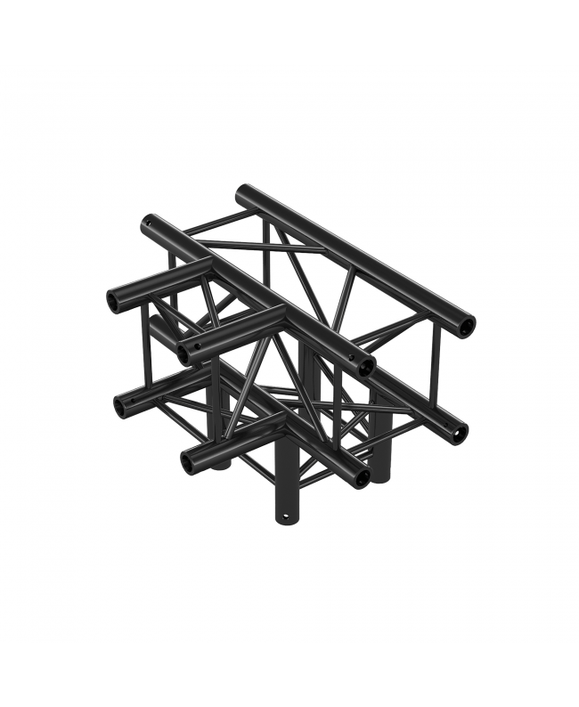 MILOS Pro-30 Square F Truss - T-cross + Down 4-way QLV40 - 90° corner - heavy duty - black - F
