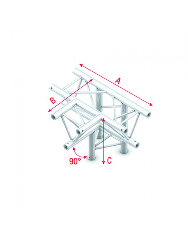 MILOS Pro-30 Triangle P Truss - T-Cross + down 4-way - 50 cm ATB42sp - 90° Ecke - silber - P