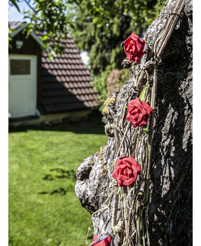 Europalms Rosengirlande (EVA), künstlich, rot Blumen & Pflanzen