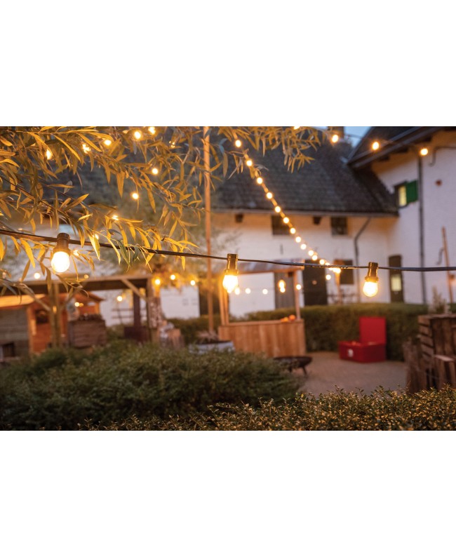 SHOWGEAR Festoon Light E27 100 cm spacing - black - 10 m